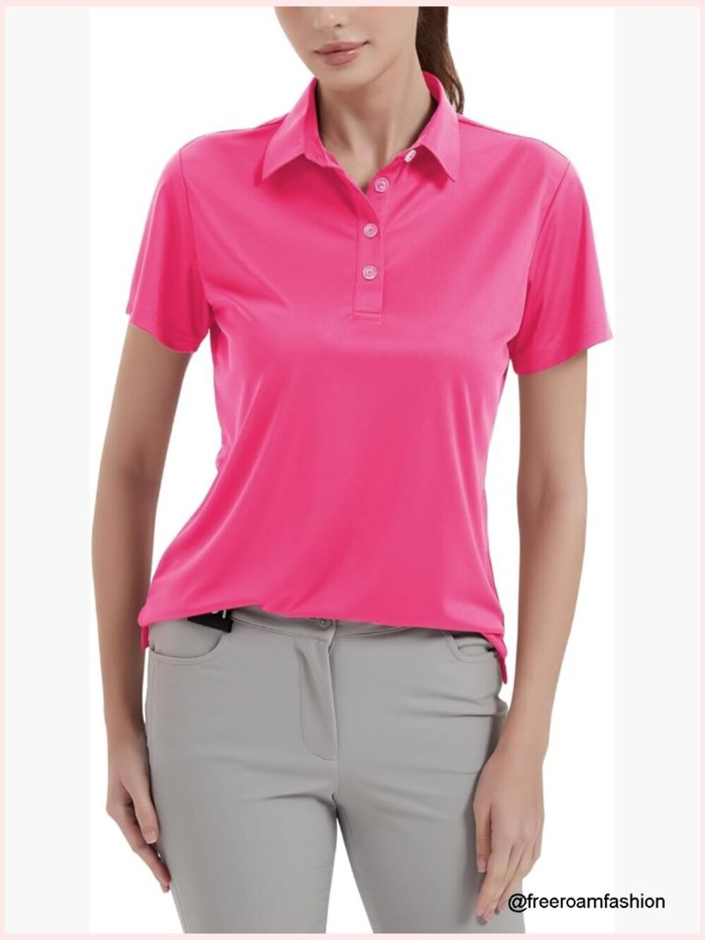 UPF 50+ Short Sleeve Polo Shirt with 4 Buttons Quick Dry Golf Top